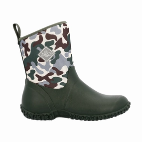 Olive Tone Non Slip Tread Pattern Muckster II Mid Camo Round Toe Pull On Boots