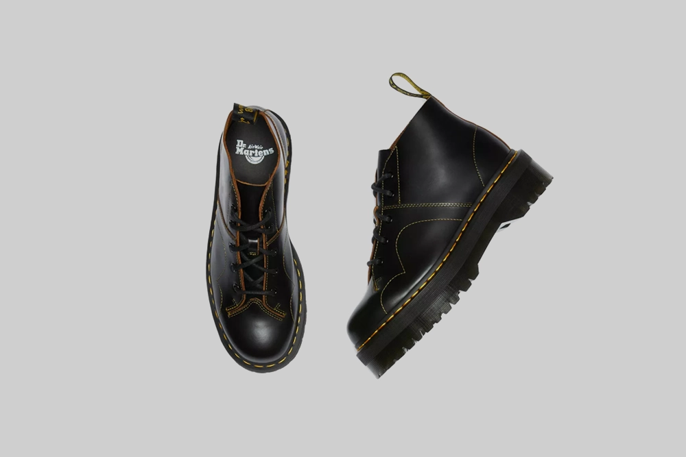 Dr. Martens Church Quad Leather Platform Monkey Boots - 25357001 Mid Cut Lined interior