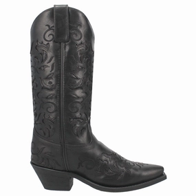 Night Sky Tooled-Inlay Glitter Snip Toe Cowboy Boots Smart Look Nylon Material