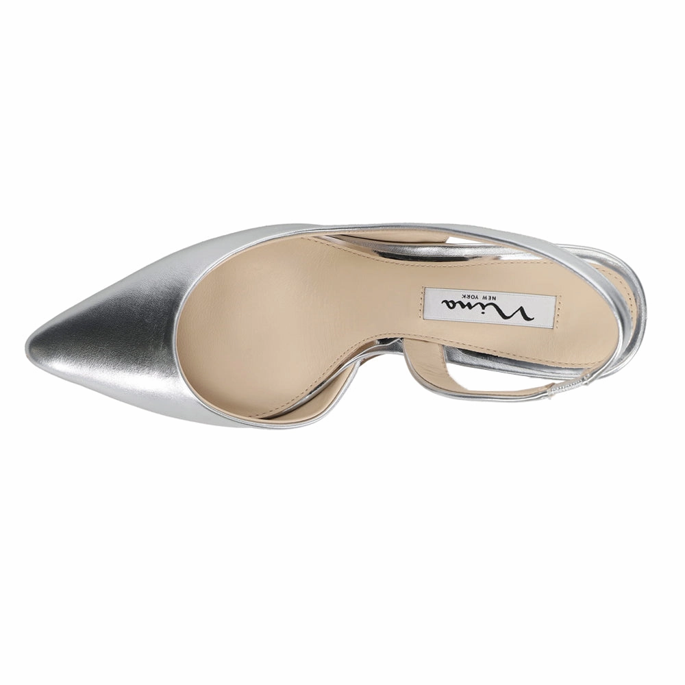 Loafer Style Heritage Line Nina60 Metallic Pointed Toe Slingback Pumps
