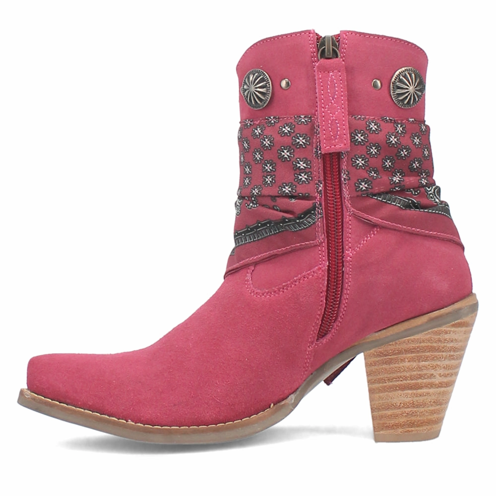 Bandida Paisley Studded Round Toe Zippered Cowboy Booties Low Rise Smooth Style