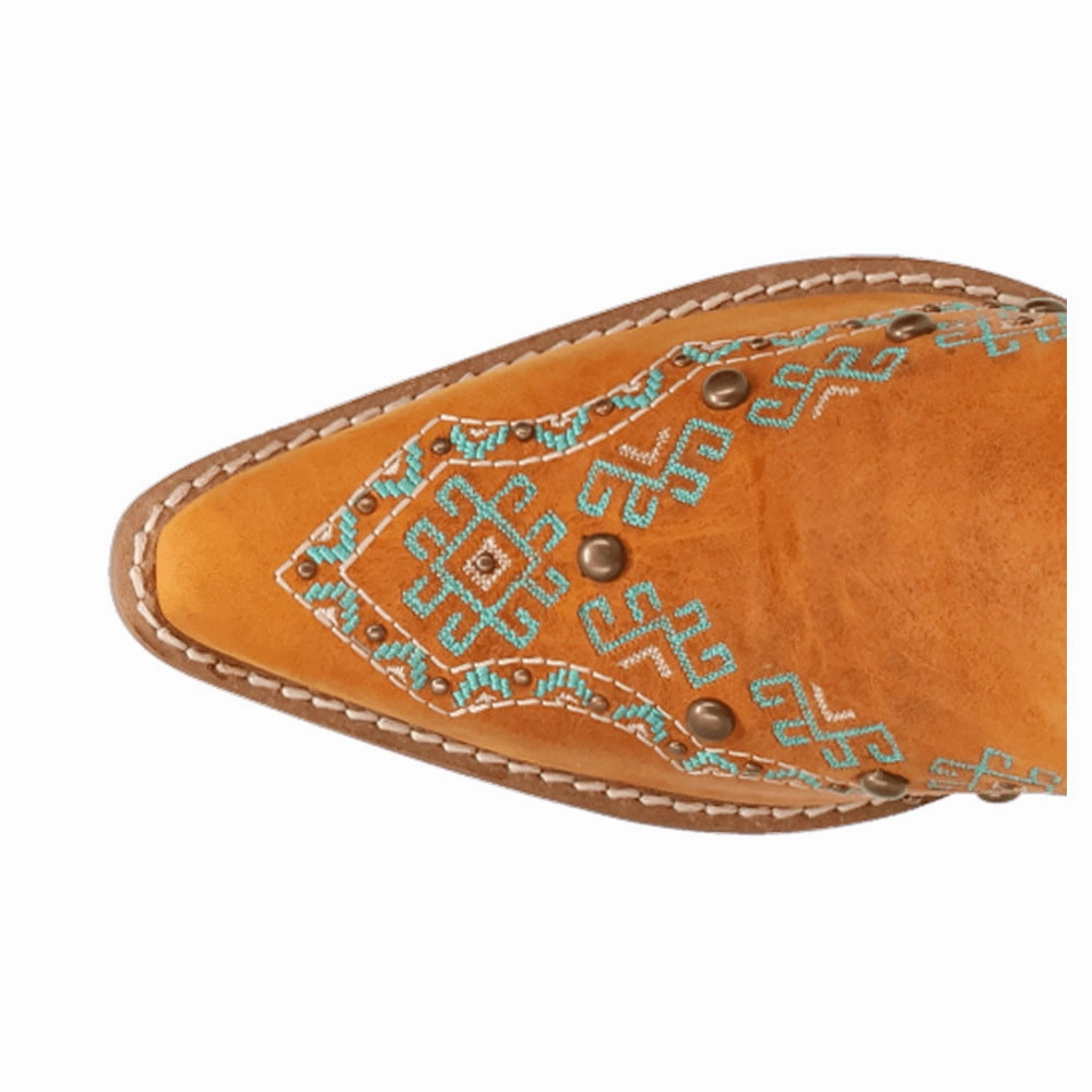 Abrasion Resistant Lining Stable Support Rough Terrain Tequila Fringe Southwest Sunrise Snip Toe Pull On Cowboy Boots