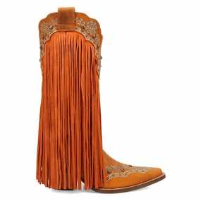 Tequila Fringe Southwest Sunrise Snip Toe Pull On Cowboy Boots Fleece Soft