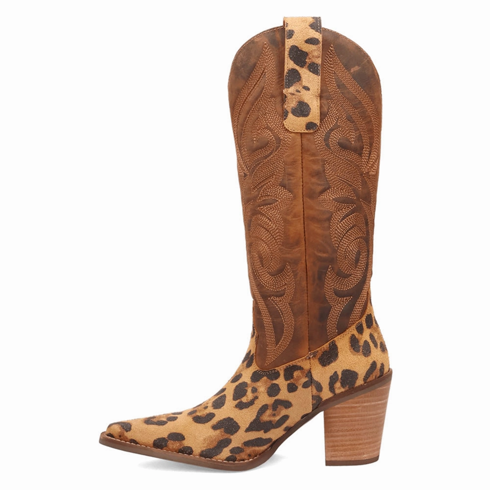 Hensley Leopard Embroidered Snip Toe Cowboy Boots Ski Lodge