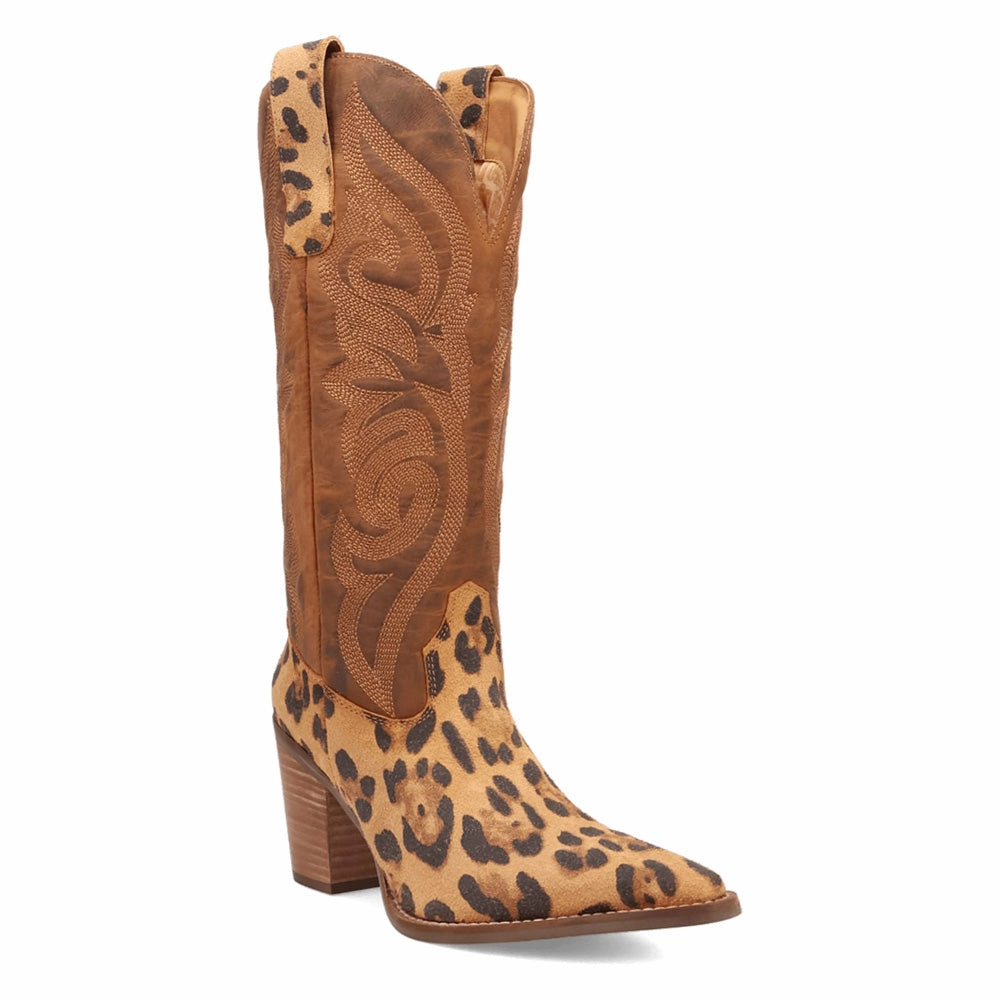 Hensley Leopard Embroidered Snip Toe Cowboy Boots Durable Design Bootie Cut