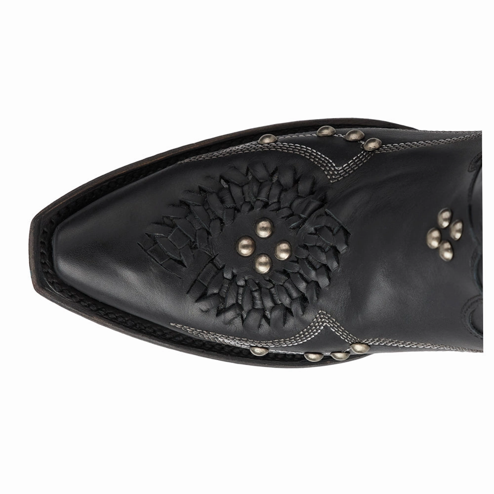 Cossette Embroidered Studded Snip Toe Cowboy Bootie Grippy Outsole Adventure Seeker