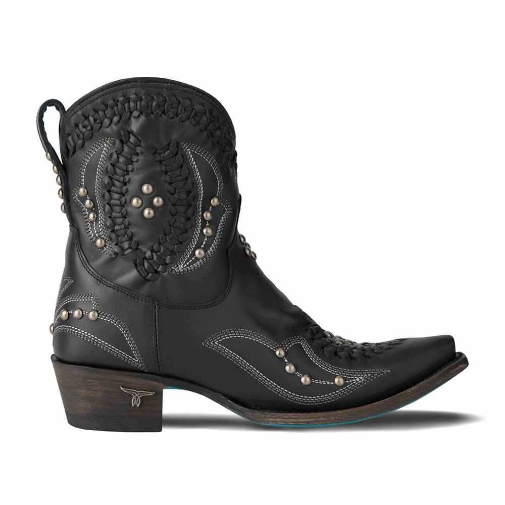 Cossette Embroidered Studded Snip Toe Cowboy Bootie High-traction