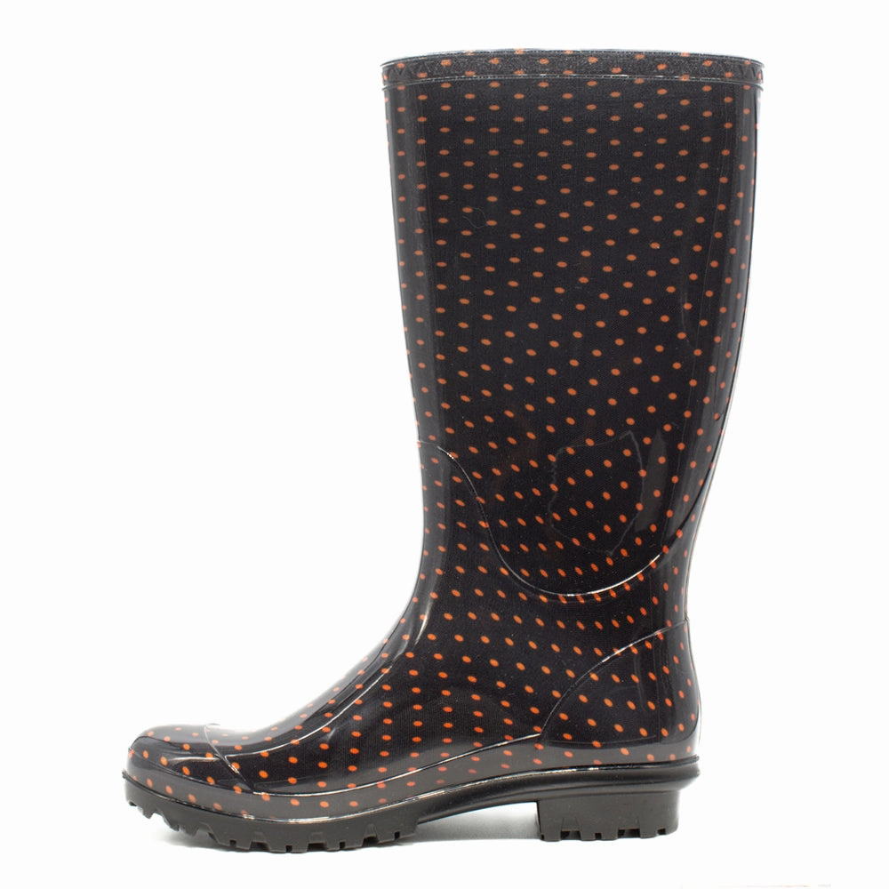 Breathable Interior Oklahoma State University Polka Dot Round Toe Rain Boots