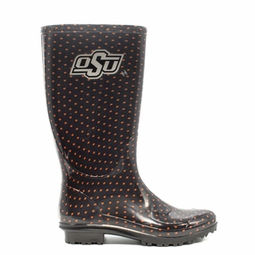 Waterproof River Crossing Ergonomic Arch Design Oklahoma State University Polka Dot Round Toe Rain Boots