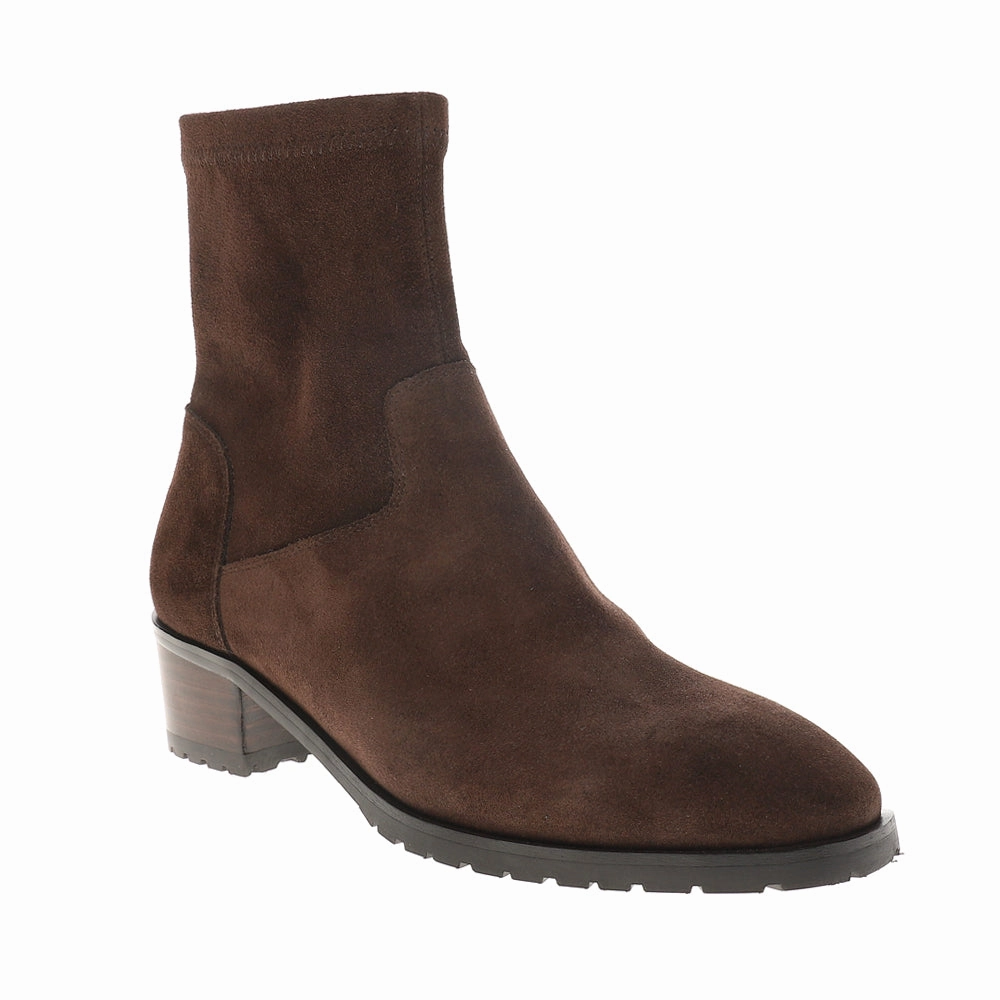 Oleg Stretch Suede Round Toe Zippered Booties Square Toe