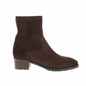 Oleg Stretch Suede Round Toe Zippered Booties Trendy