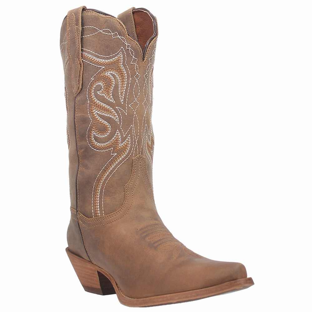 Work Utility Karmel Embroidered Snip Toe Pull On Cowboy Boots