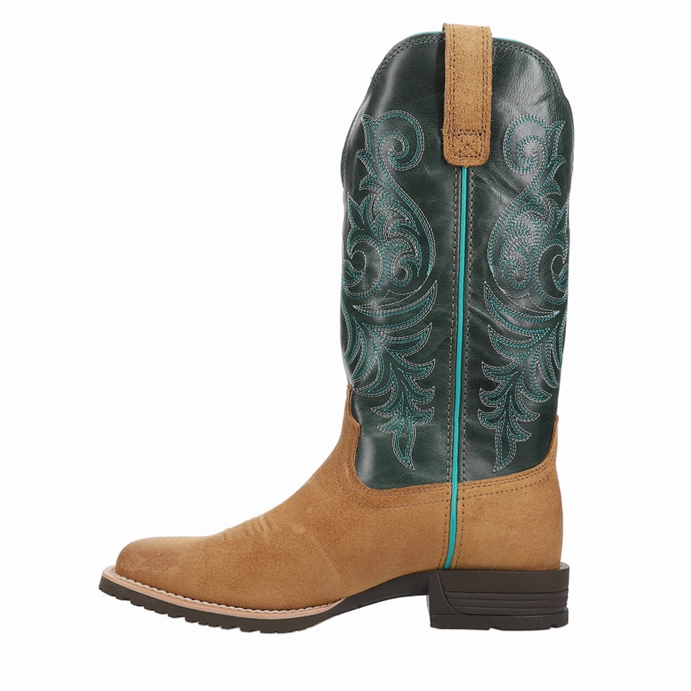 Hybrid Ranch Time Embroidery Square Toe Cowboy Boots Tactile Grip Pattern