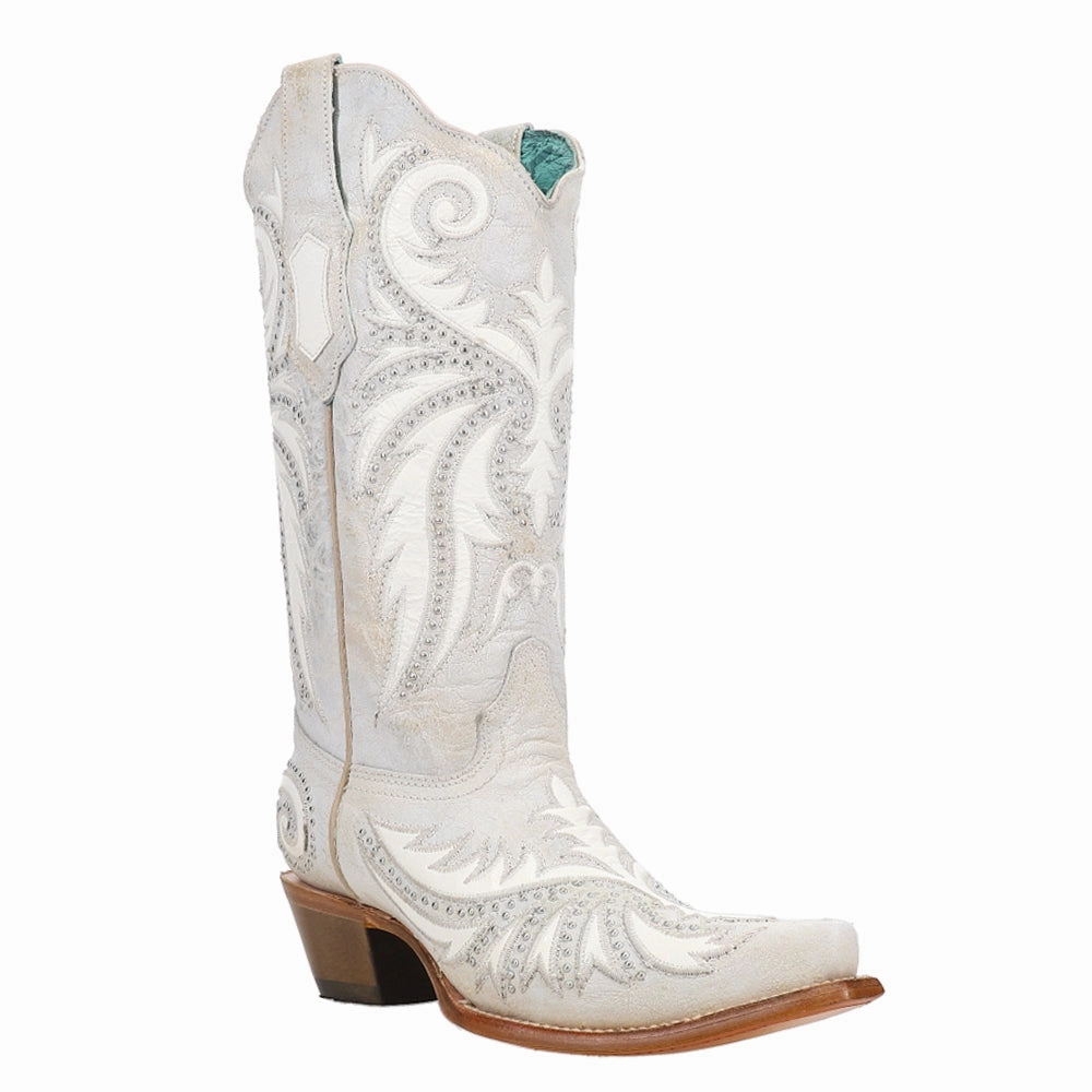 Mud Resistant Trail Exploration Studded Embroidered Snip Toe Cowboy Boots