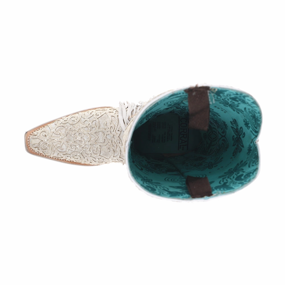 Overlay Embroidery Lamb Fringe White Snip Toe Cowboy Boots Shear Warm High Traction Stylish Explorer