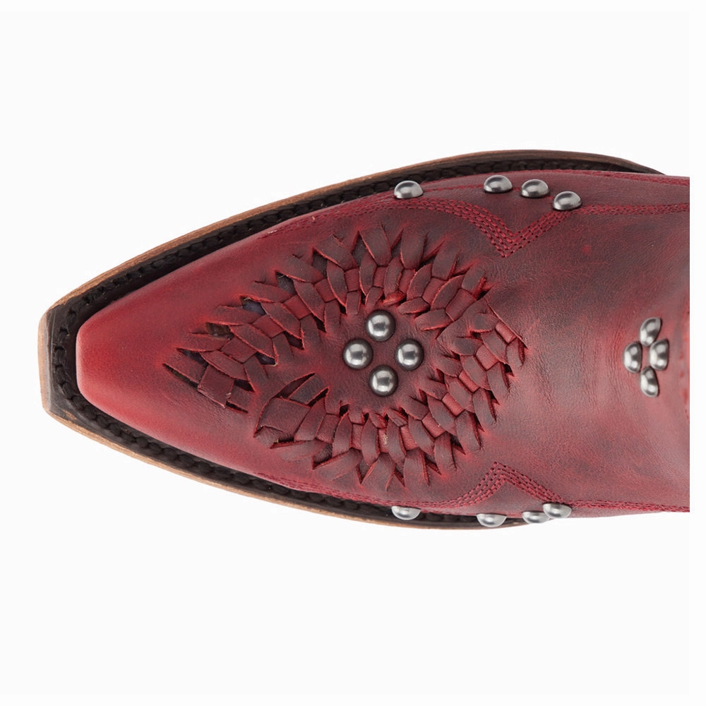 Urban Edge Cossette Embroidered Studded Snip Toe Cowboy Bootie