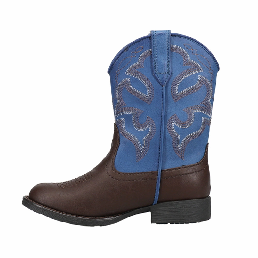 Lightning Embroidery Round Toe Cowboy Boots (Little Kid) Lightweight Frame Multi-Season Wear