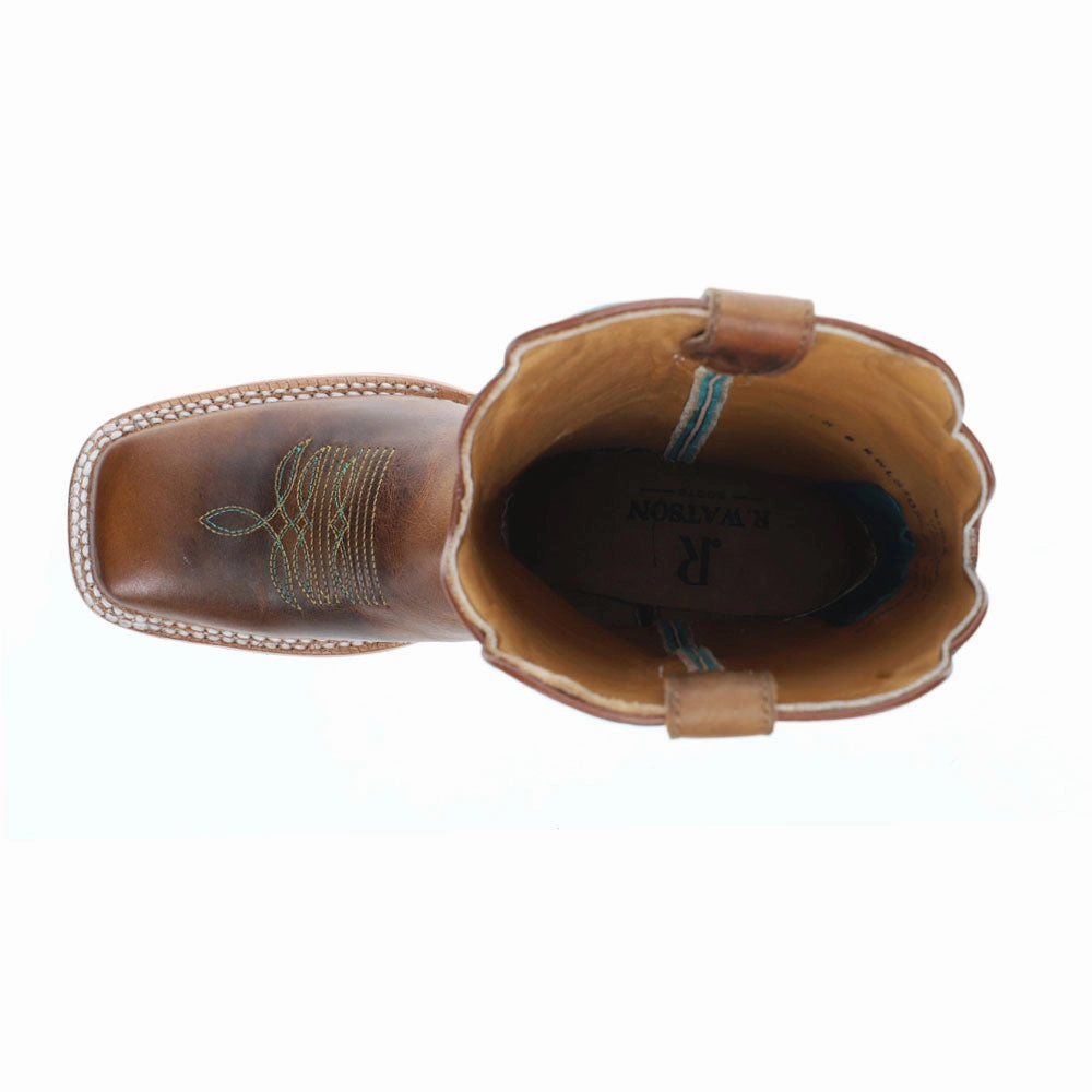 Flexible Frame Rainy Day Commuter Honey Cowhide Embroidered Wide Square Toe Cowboy Boots