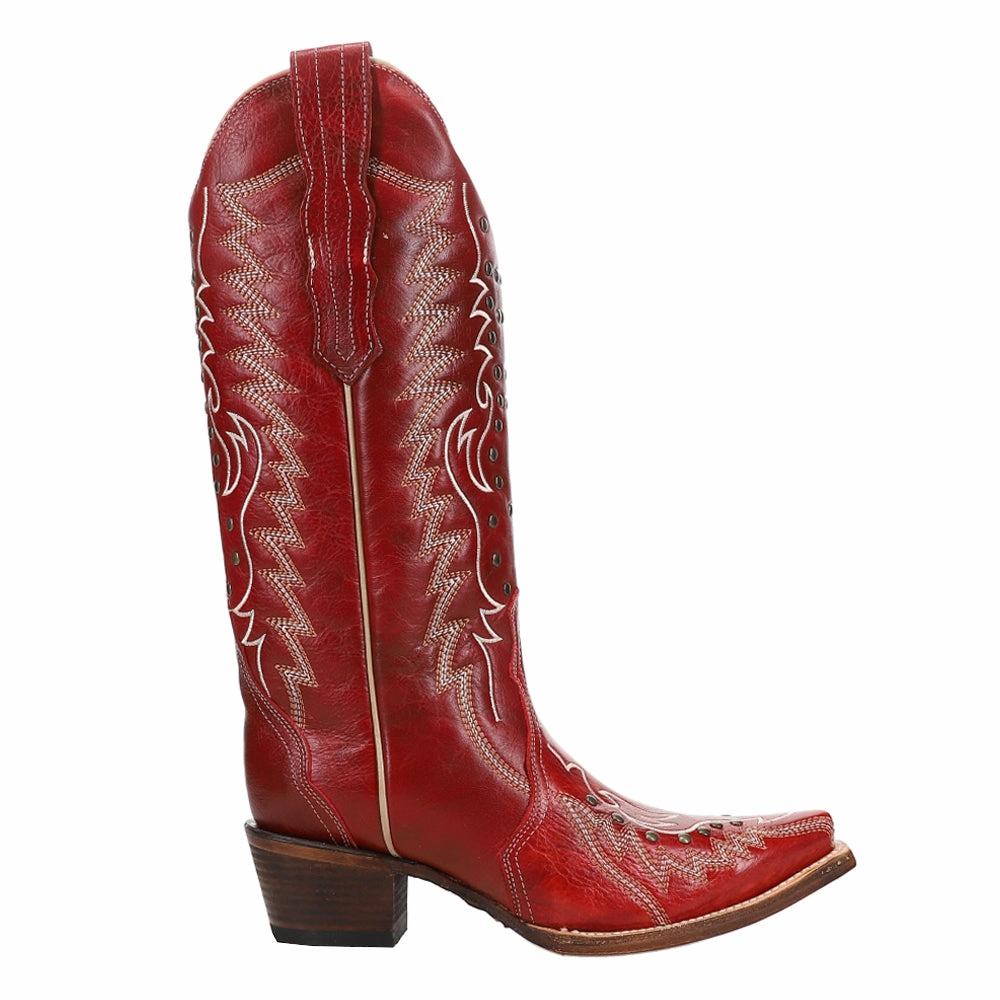 Long-Distance Walk Embroidered And Studded Snip Toe Cowboy Boots