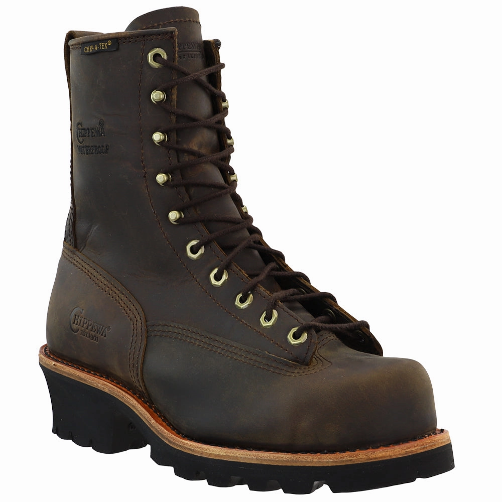 Shockproof Heel Paladin 8 Inch Waterproof Steel Toe Logger Lace Up Work Boots