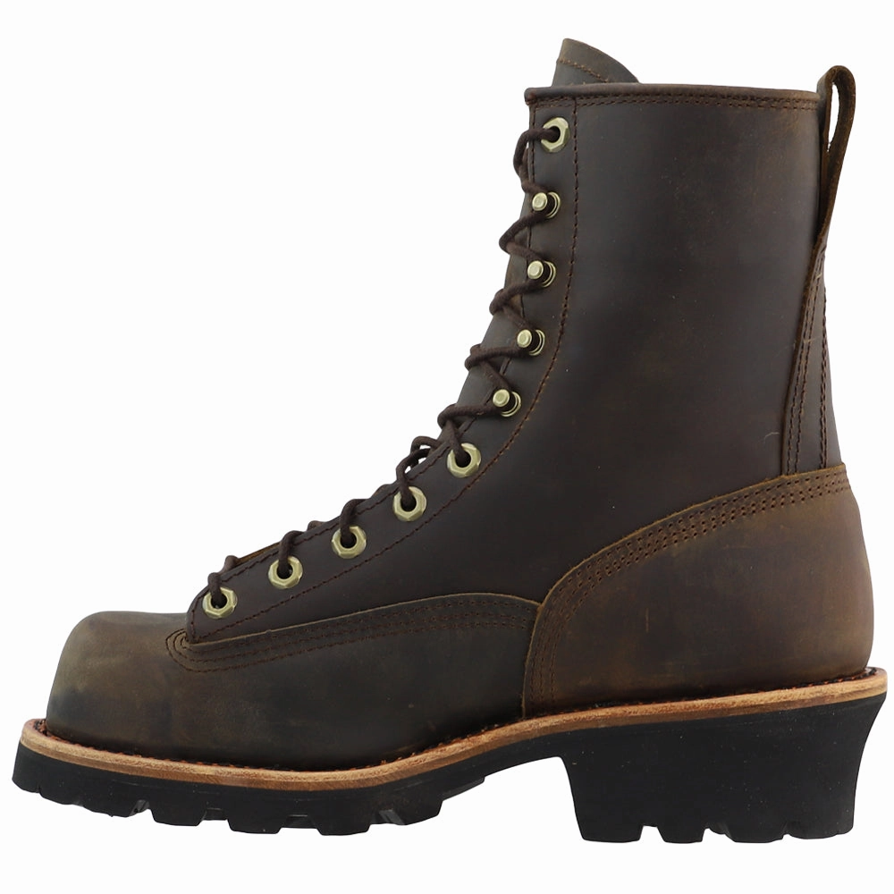 Structured silhouette Paladin 8 Inch Waterproof Steel Toe Logger Lace Up Work Boots