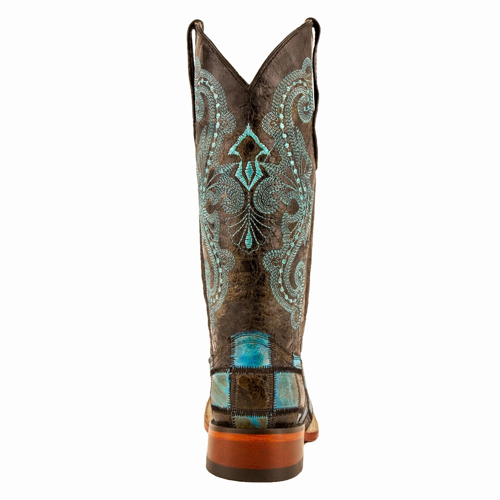 Cushioned Step Cold Climate Smooth Finish Patchwork Embroidered Square Toe Cowboy Boots