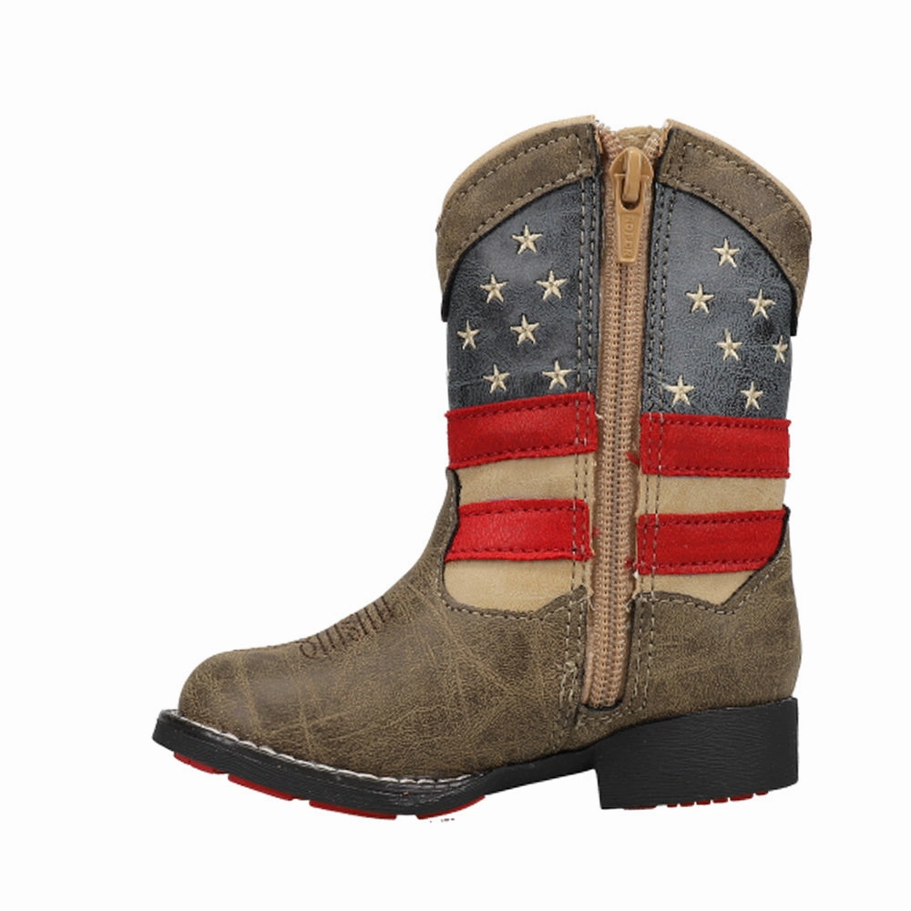 Storm Proof Desert Wear Patriot Light Up Heel Round Toe Cowboy Boots (Toddler)