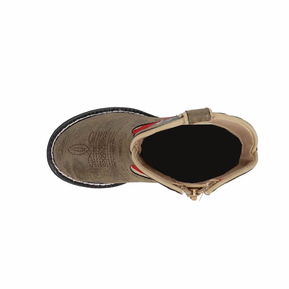 Low Profile Rainy Day Commuter Patriot Light Up Heel Round Toe Cowboy Boots (Toddler)