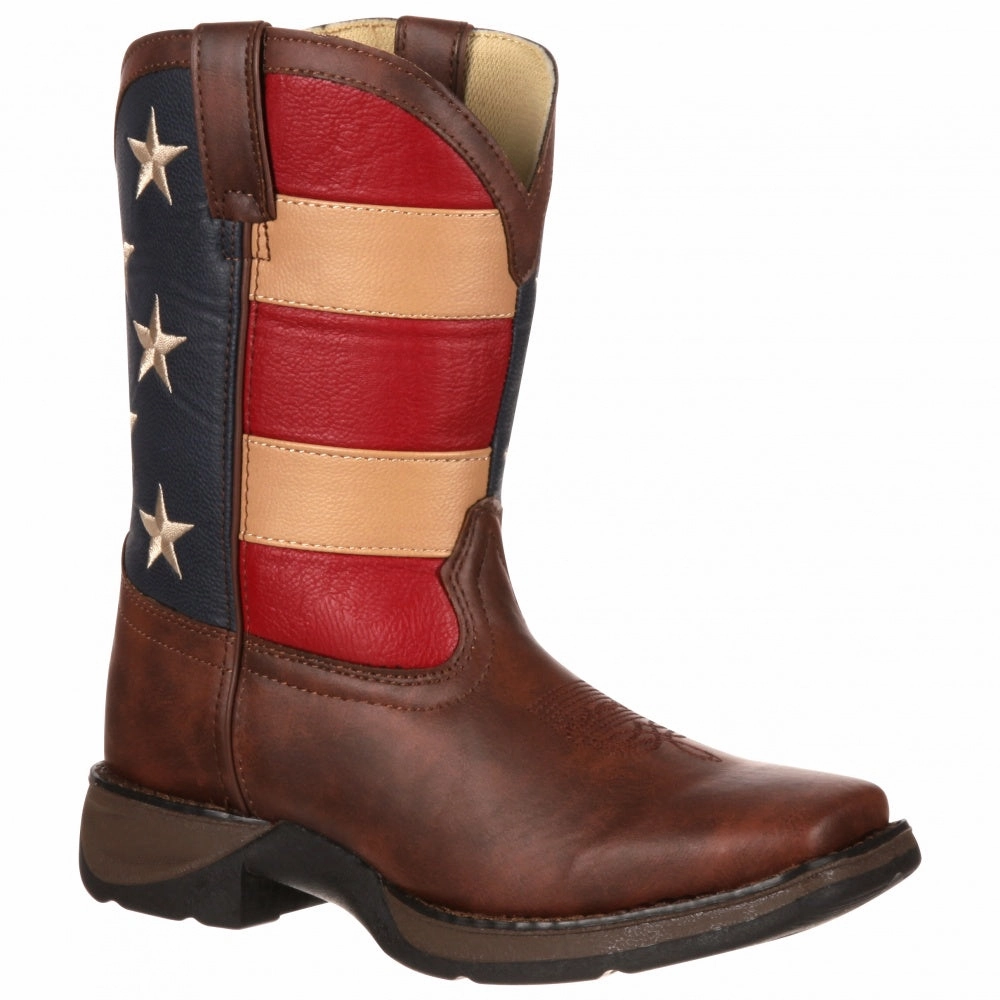 Patriotic Wellington Square Toe Boots (Toddler-Little Kid) Smooth Entry
