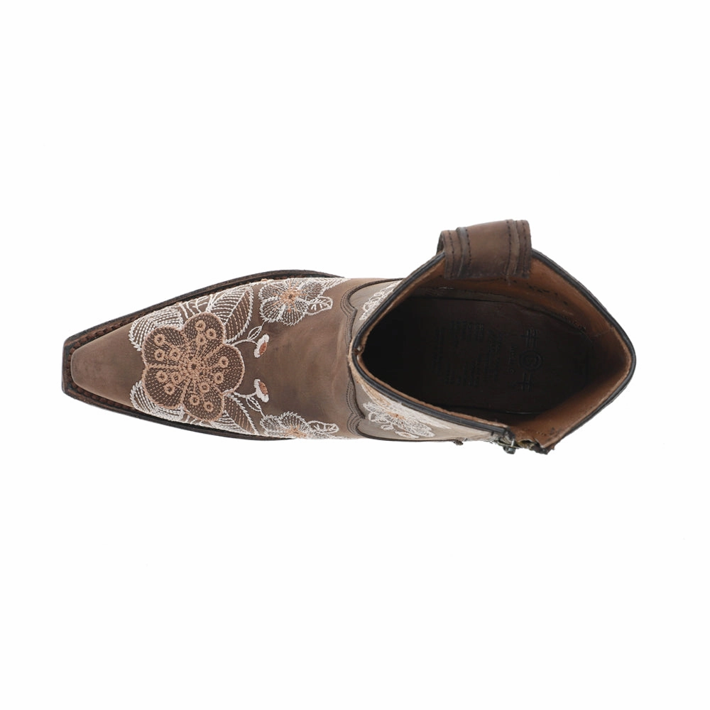 Floral Embroidered Snip Toe Cowboy Booties Fashionable Look Eco Material Rainy Days