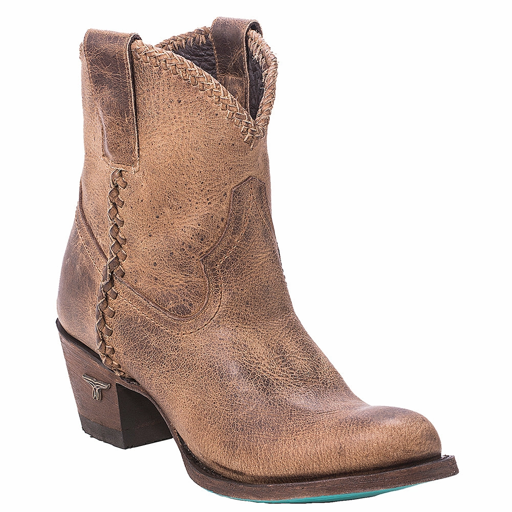 Plain Jane Braided Round Toe Cowboy Bootie Biker Tough