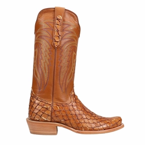 Pressure Dispersing Footbed pumps Pirarucu Embroidered Narrow Square Toe Cowboy Boots