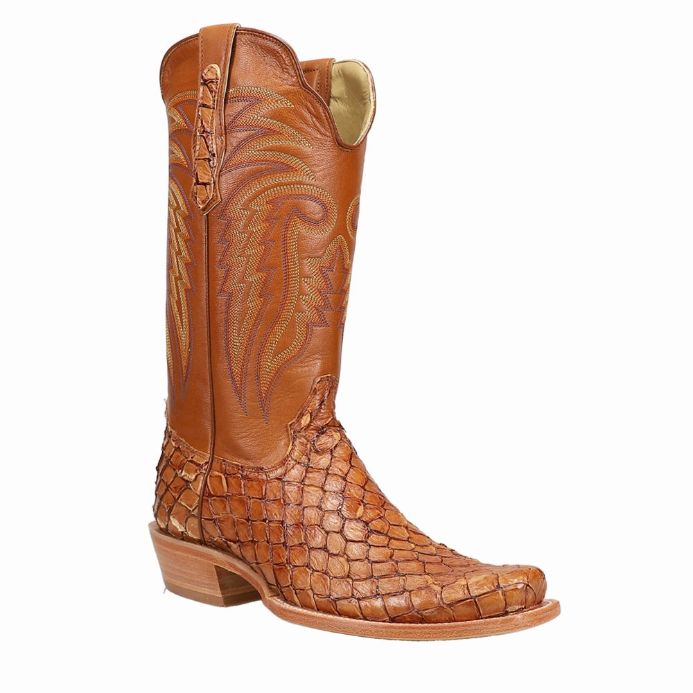 Pirarucu Embroidered Narrow Square Toe Cowboy Boots widest highly recommended