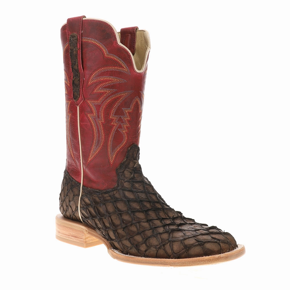 Heel Cushioning Technology Cool Look Pirarucu Embroidered Wide Square Toe Cowboy Boots