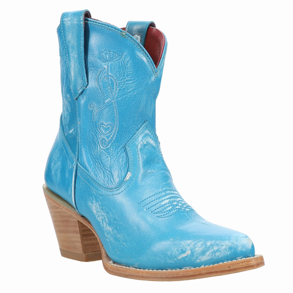 Strong Laces Pixie Embroidered Pointed Toe Pull On Cowboy Booties