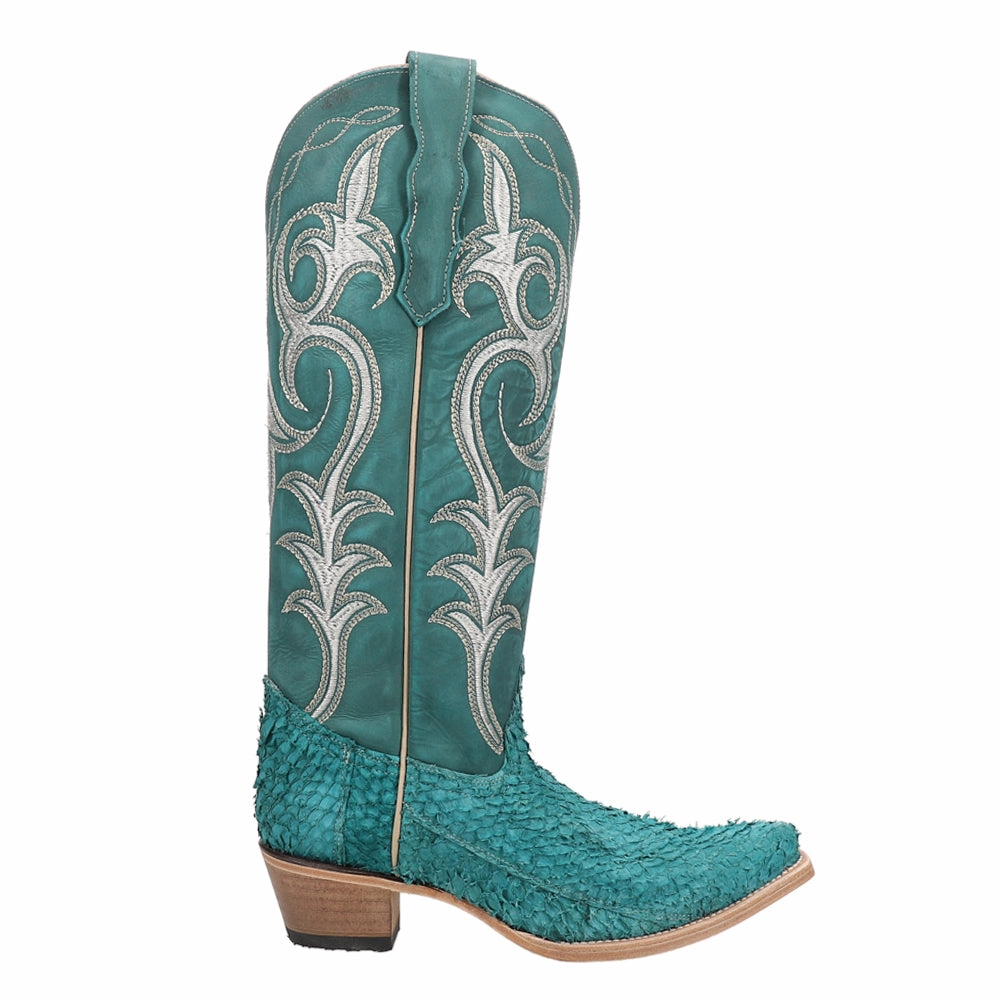 Fish Embroidered Snip Toe Cowboy Boots Extreme Grip Waterproof Cold Climate
