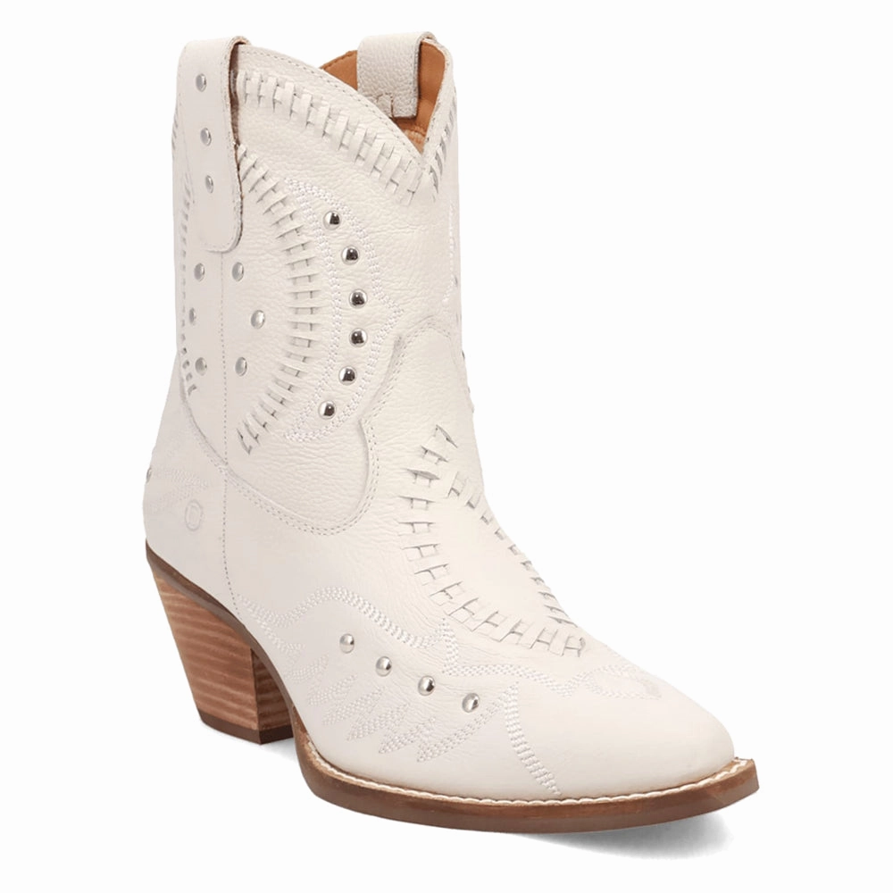 Precious Embroidered Studded Snip Toe Cowboy Booties Zip Up Waterproof Feature