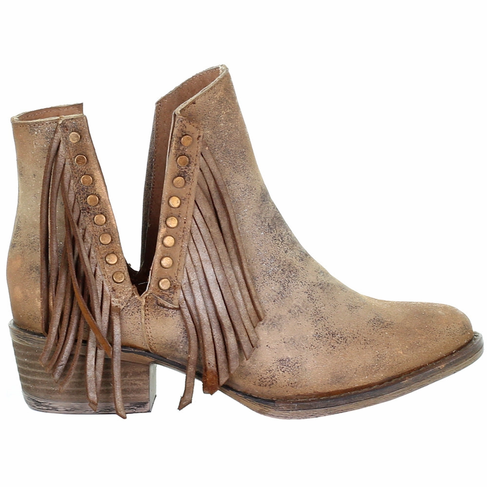 Athletic Wear Fringe Studded Round Toe Cowboy Booties