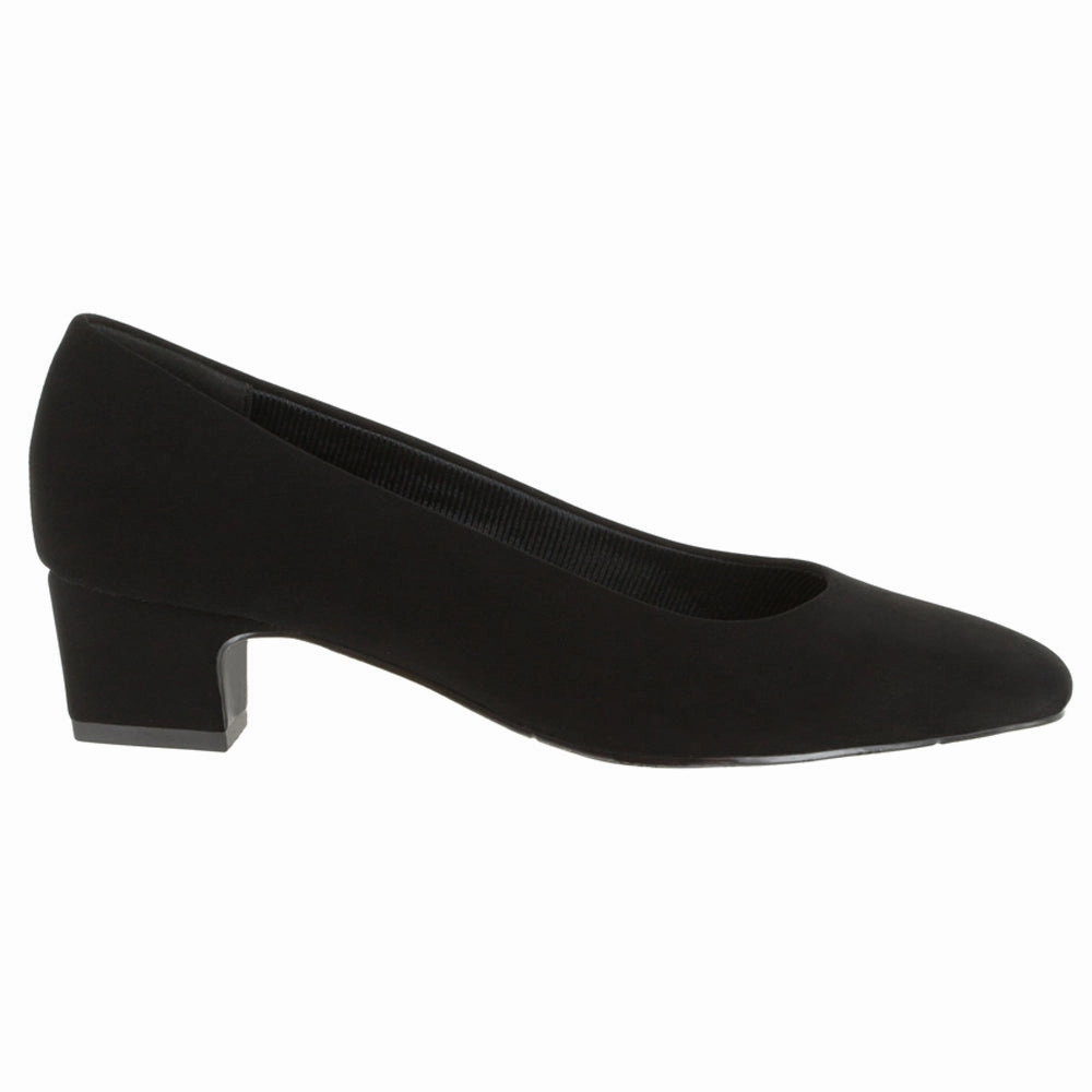 Full Leather Prim Round Toe Block Heel Pumps