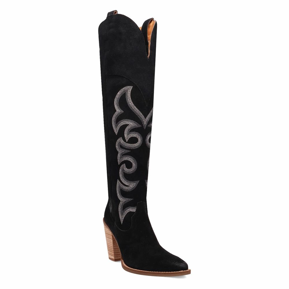 Primadonna Embroidered Snip Toe Zippered Cowboy Boots Soft Padding Elasticated