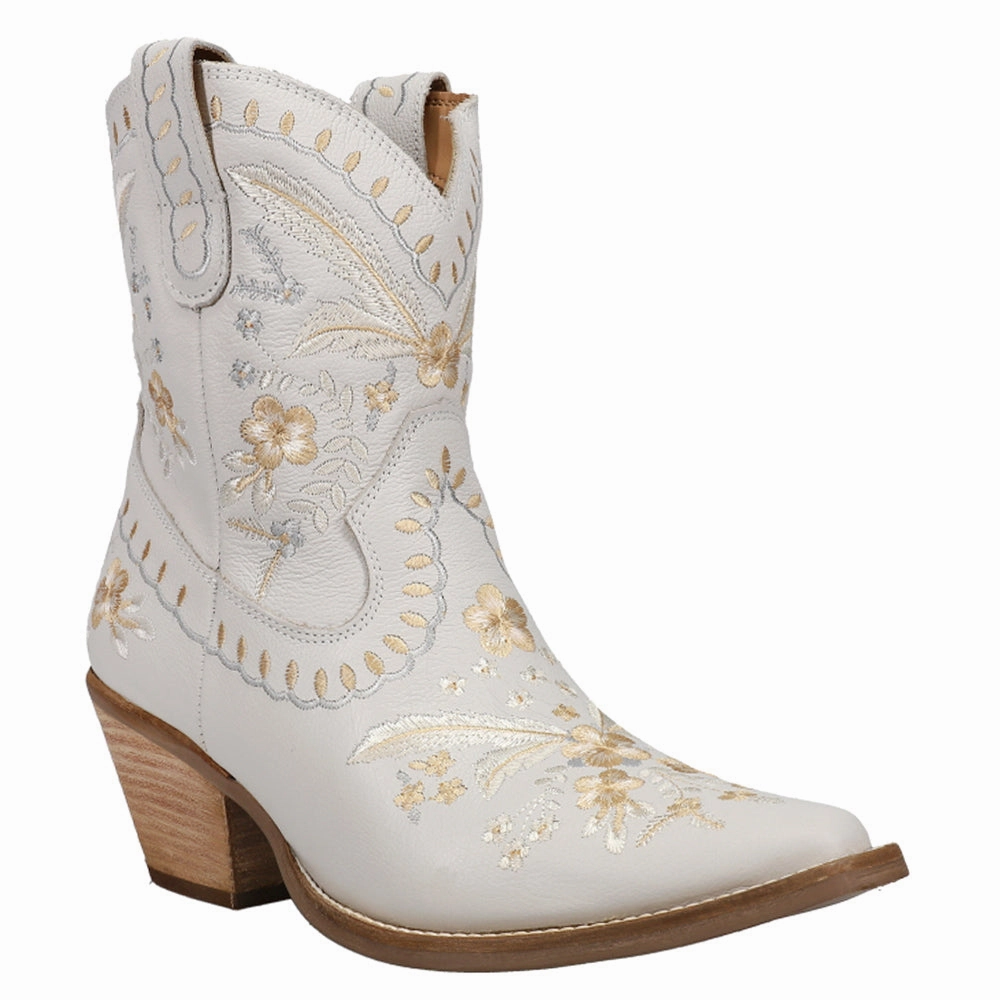 ReinforcedToe Hard Ground Primrose Floral Embroidered Snip Toe Cowboy Booties