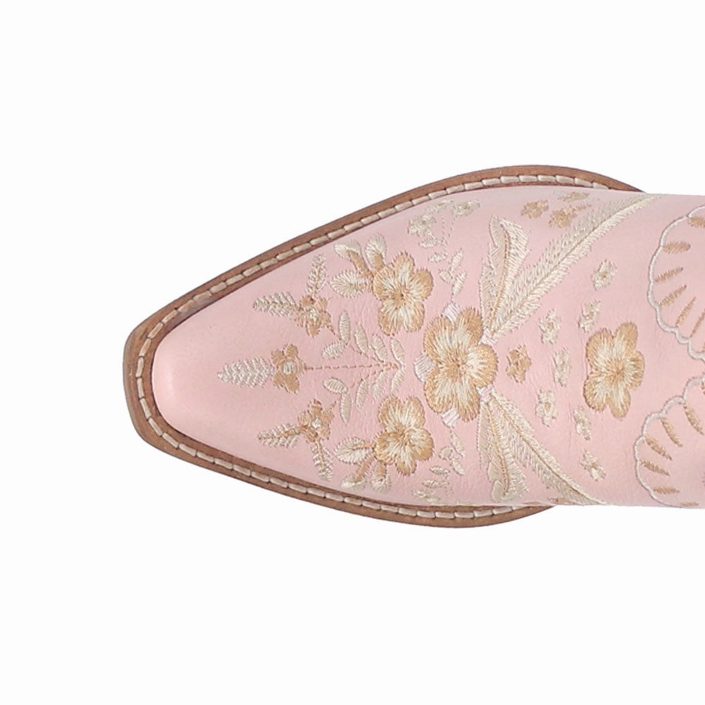 Primrose Floral Embroidered Snip Toe Cowboy Booties Rain Proof