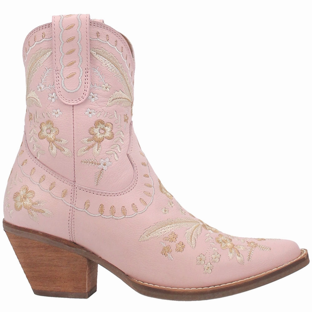 Primrose Floral Embroidered Snip Toe Cowboy Booties Quick Drying Rural Traveler Sport Inspired