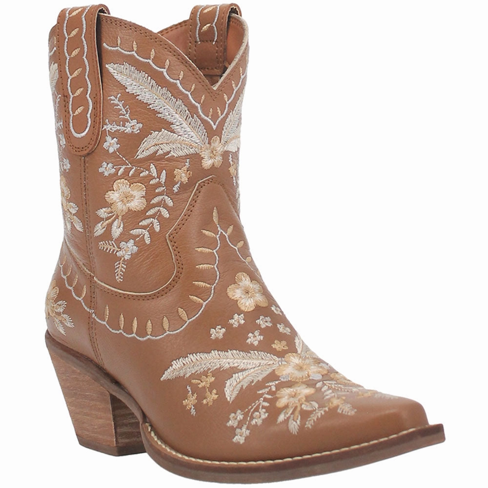 Primrose Floral Embroidered Snip Toe Cowboy Booties Eco Material Trail Runner Quick Drying Stylish Explorer