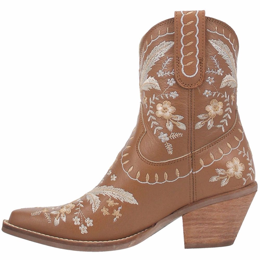 Tear-resistant Primrose Floral Embroidered Snip Toe Cowboy Booties