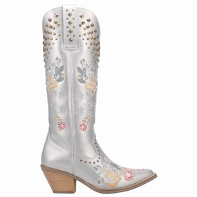All Day Field Travel Poppy Floral Embroidered Metallic Studded Snip Toe Cowboy Boots