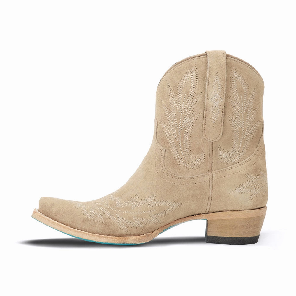 Pure White Lexington Embroidered Snip Toe Cowboy Bootie