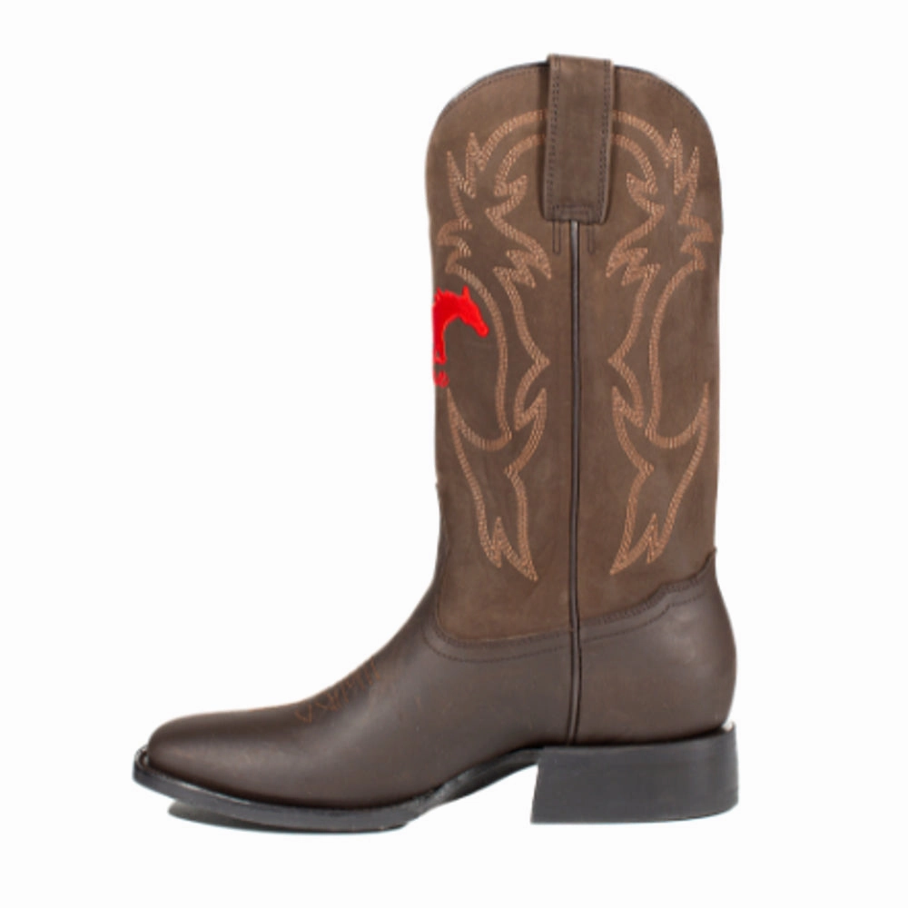 Southern Methodist University Embroidered Round Toe Pull On Cowboy Boots Minimal Build
