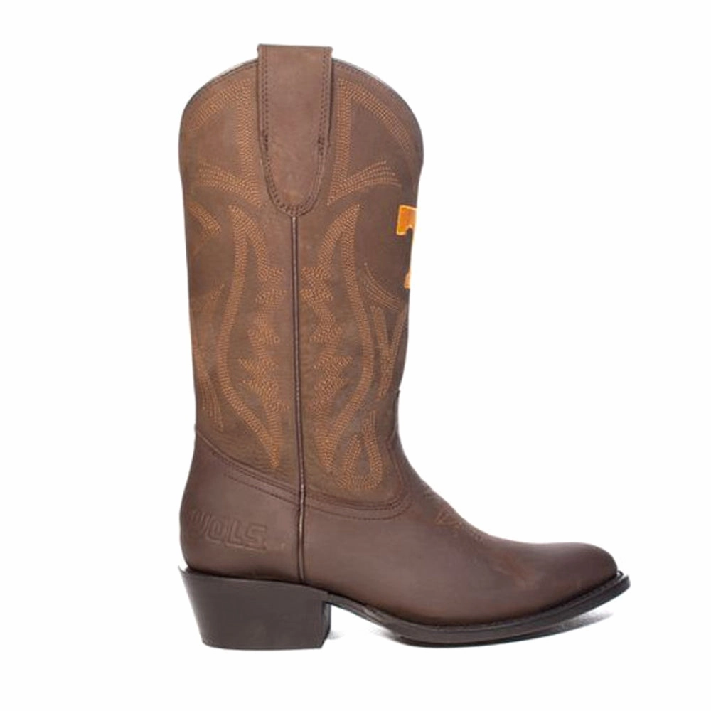 University of Tennesee Embroidered Round Toe Pull On Cowboy Boots Padded Interior City Walking