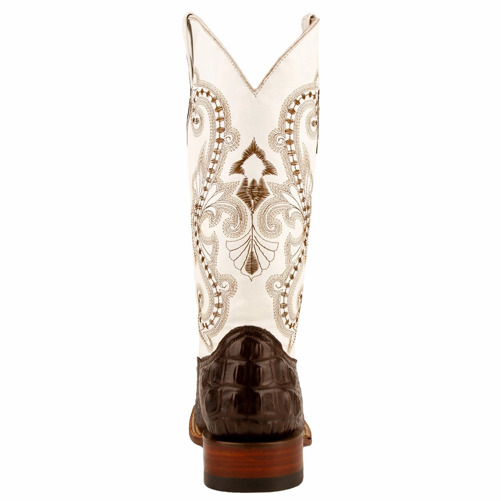 Picnic Airport Look Rancher Caiman Print Embroidered Square Toe Cowboy Boots
